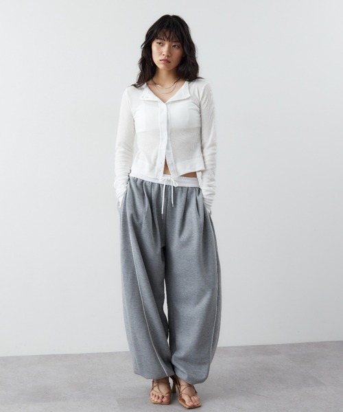 hanne ダークグレー クロップドフーディ ワイドパンツ セットアップ hanne ダークグレー クロップドフーディ ワイドパンツ