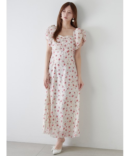 SNIDEL ワンピース ラメドビーシフォンプリントワンピース