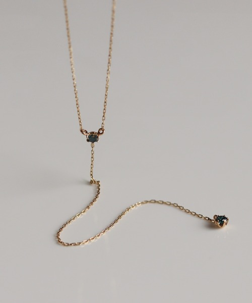 ネックレス ブルーダイヤモンド 0.1ct Y ネックレス | K10YG レディースの画像