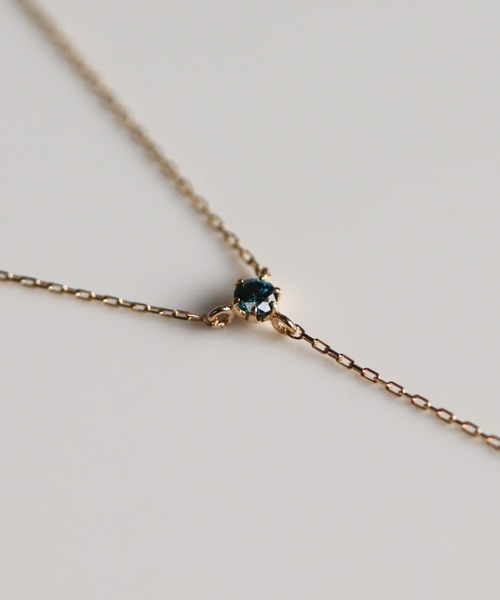 ネックレス ブルーダイヤモンド 0.1ct Y ネックレス | K10YG レディースの画像