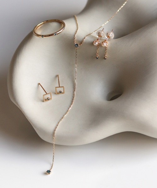 ネックレス ブルーダイヤモンド 0.1ct Y ネックレス | K10YG レディースの画像