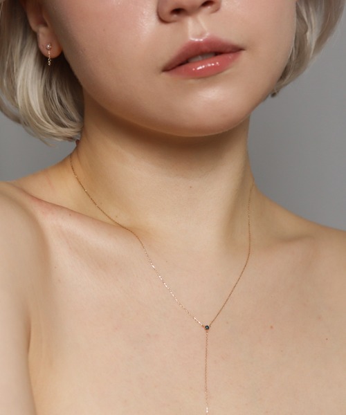 ネックレス ブルーダイヤモンド 0.1ct Y ネックレス | K10YG レディースの画像