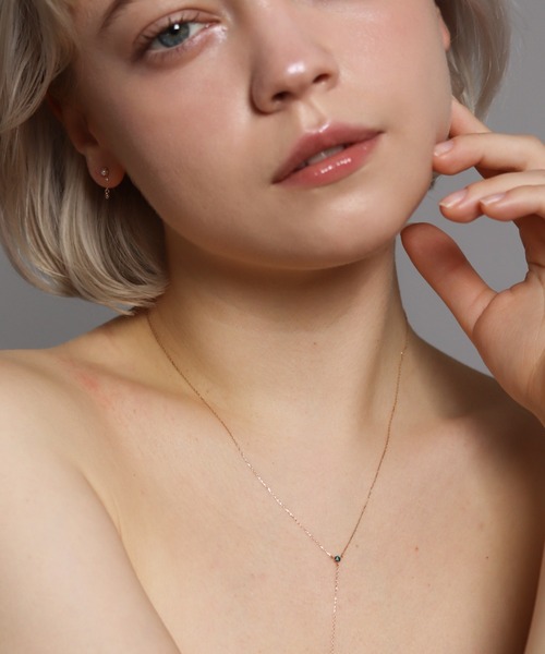 ネックレス ブルーダイヤモンド 0.1ct Y ネックレス | K10YG レディースの画像