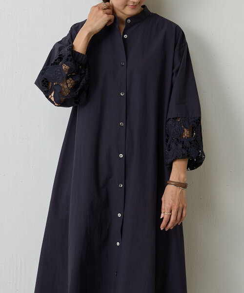 BEARDSLEY 袖レースシャツワンピース BEARDSLEY ワンピース 袖レースシャツワンピース : ZOZOTOWN