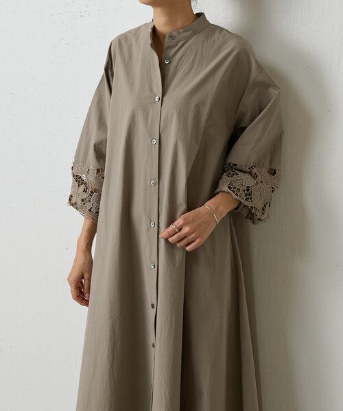 アイボリー レース シャツワンピース レースアップシャツワンピース|allureville OFFICIAL SITE