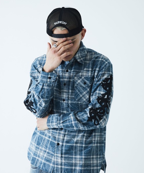 SUPPLIER キャップ 帽子 キャップ｜Cross Leather Patch Mesh