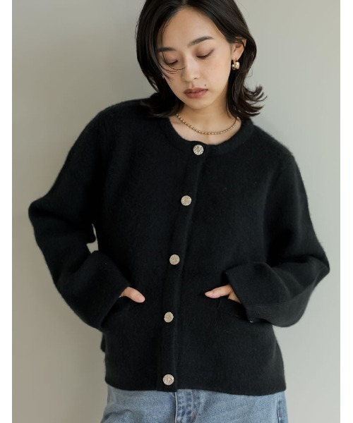 「Re:EDIT」 ニットカーディガン LARGE グレー レディース_画像4