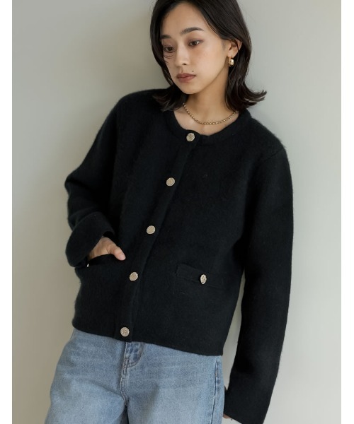 「Re:EDIT」 ニットカーディガン LARGE グレー レディース_画像5