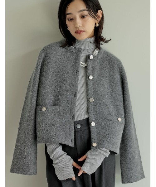 「Re:EDIT」 ニットカーディガン LARGE グレー レディース_画像7