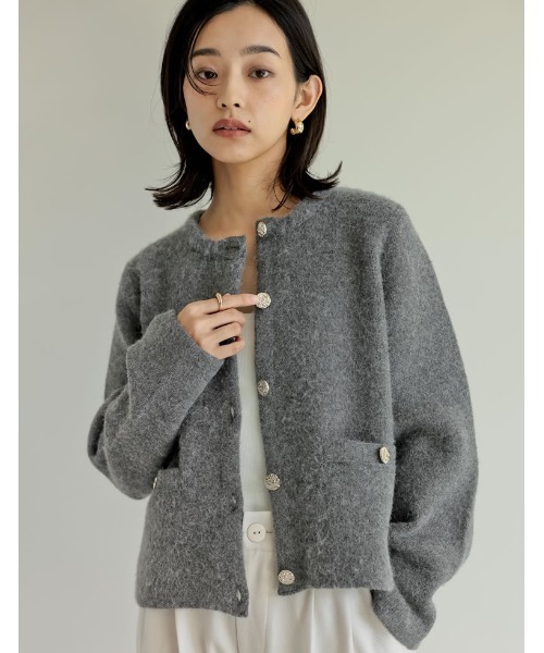 「Re:EDIT」 ニットカーディガン LARGE グレー レディース_画像8