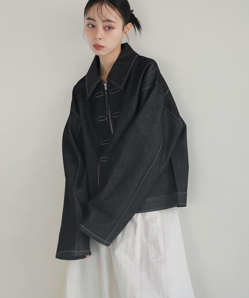 未使用　美品　コムデギャルソン　レディース　Gジャン　ブラックデニム LIAN デニムジャケット gジャン ステッチデザインビックデニム
