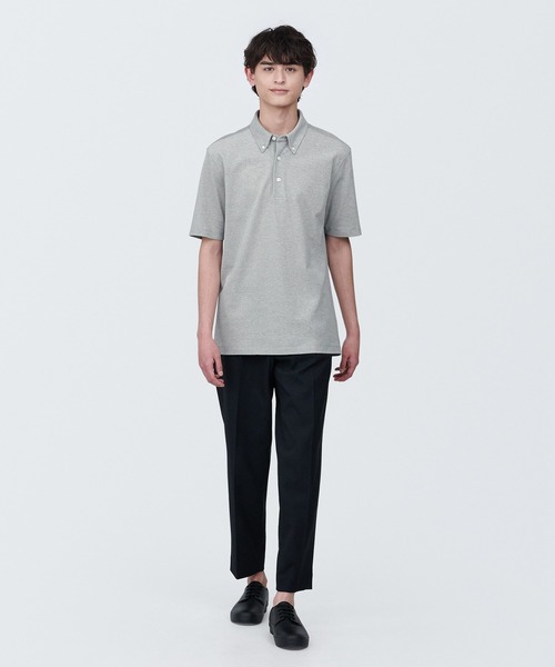 無印良品（MUJI） ポロシャツ 紳士 涼感UVカット鹿の子編みボタン