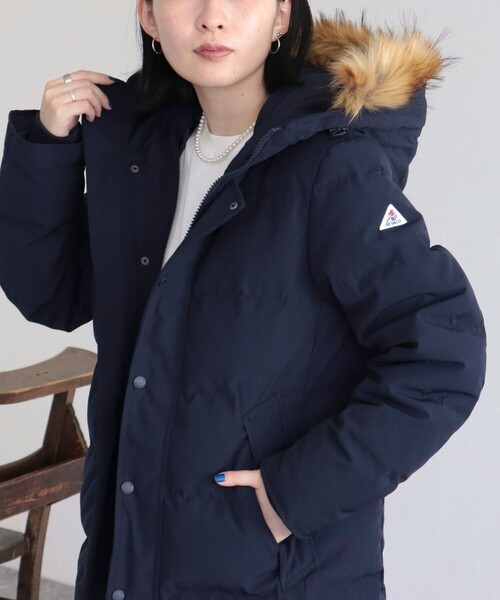 「GEVACO」 ダウンジャケット 38 ネイビー レディース_画像2