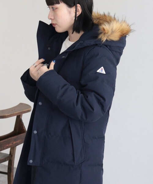 「GEVACO」 ダウンジャケット 38 ネイビー レディース_画像3