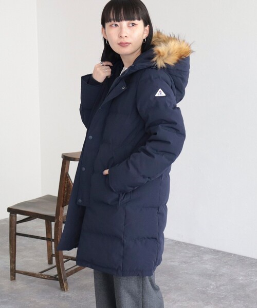 「GEVACO」 ダウンジャケット 38 ネイビー レディース_画像5