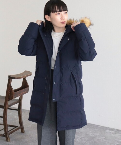 「GEVACO」 ダウンジャケット 38 ネイビー レディース_画像6