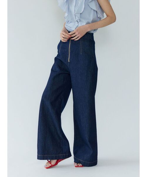 【美品】45R バギーデニムパンツ ジーンズ フラップポケット ライトブルー GLOBAL WORK ジーンズ デニム デニムパンツ GOODデニムバギー