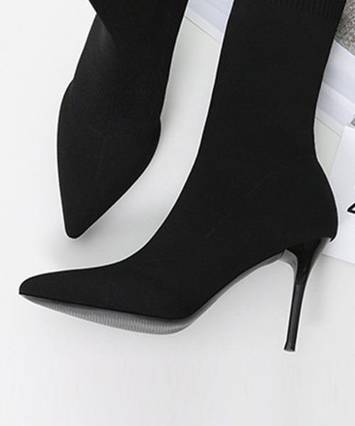 「Jasmine Grandiflorum」 ショートブーツ 24.0cm ブラック レディース_画像8