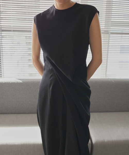 【送料無料】PLST✕HARUNOBUMURATA ワンピース BLACK　M ZARA】マキシ丈ロングキャミワンピース コットン100% タック