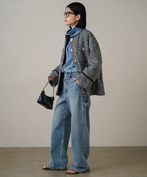 「LOUNGEDRESS」 ツイードジャケット FREE ブラック レディース_画像7