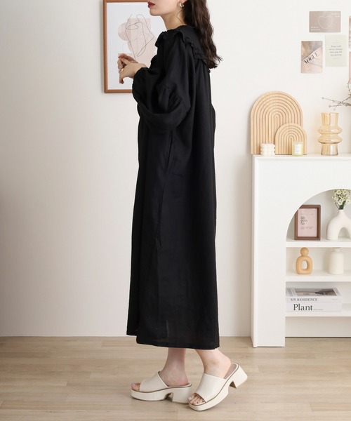 国内発送★Sabo Skirtフリルパフスリーブ袖ホックワンピース スウィートガーリー♡パフスリーブセーラーワンピース B0437