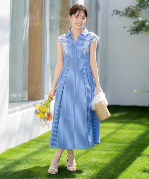 NOELA（ノエラ） ワンピース 「15周年」エンブロイダリーストライプ