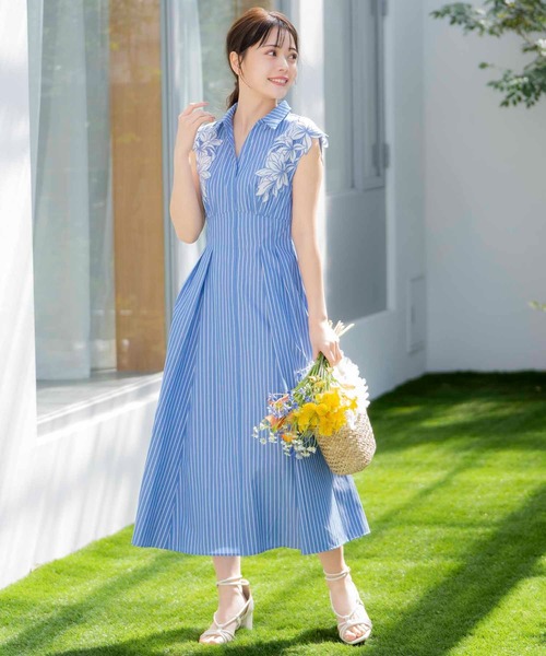 NOELA（ノエラ） ワンピース 「15周年」エンブロイダリーストライプ