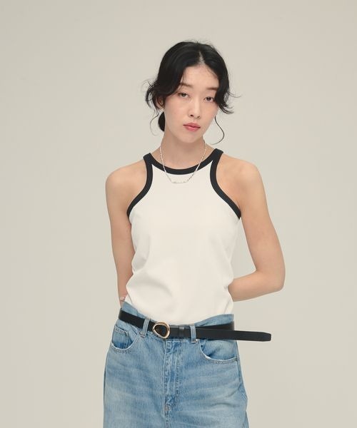 タンクトップ ノースリーブ 「eL」Trim Seamless Cup Top/492728 レディース