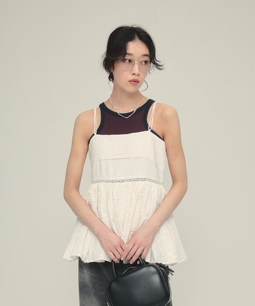 タンクトップ ノースリーブ 「eL」Trim Seamless Cup Top/492728