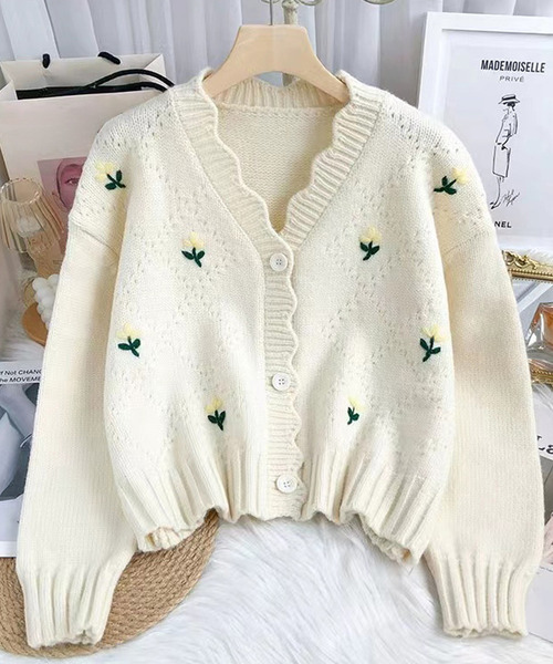 「Amulet」 ニットカーディガン FREE グリーン レディース_画像3