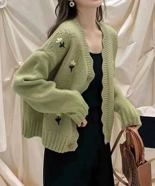 「Amulet」 ニットカーディガン FREE グリーン レディース_画像8