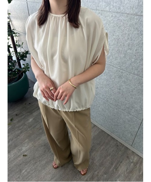 ブラウス シャツ 「手洗い可」ギャザーリボンブラウス レディース cloenc ブラウス シャツ 「手洗い可」ギャザーリボンブラウス
