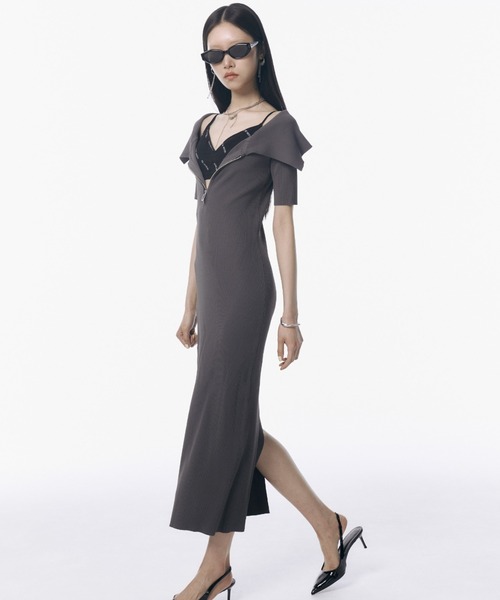 ワンピース josemoon ONE SHOULDER DRESS One Shoulder Dress/green Kaftan/asymmetrical Tunic/cotton