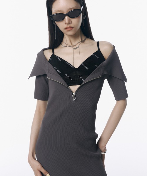 JOSE MOON ワンピース OFFSHOULDER NARROW KNIT DRESS/オフ