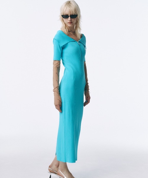 JOSE MOON ワンピース OFFSHOULDER NARROW KNIT DRESS/オフ