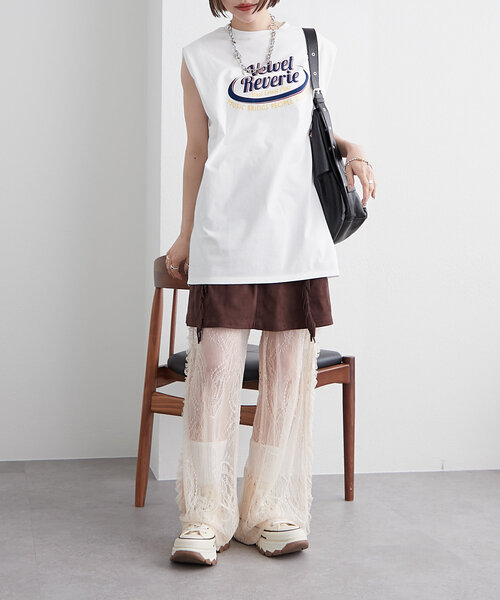 w closet パンツ 「3色展開」ヴィンテージレースパンツ
