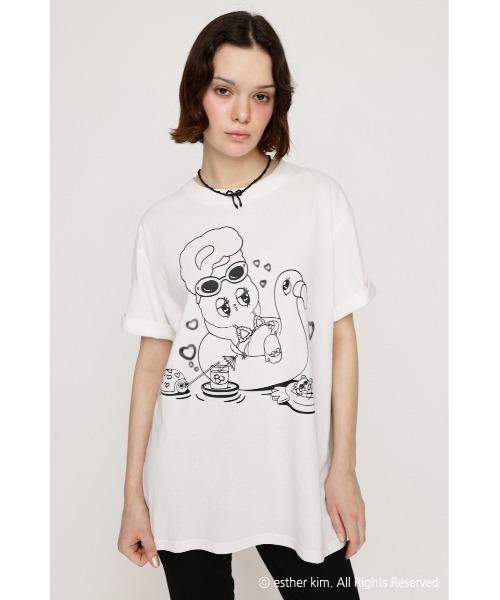 tシャツ Esther Bunny x SLY LOOSE T/SH エスターバニー スライ ルーズ Tシャツ 夏服 半袖 レディース