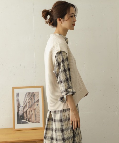 「URBAN RESEARCH DOORS」 Vネックニット ONE アイボリー レディース_画像3