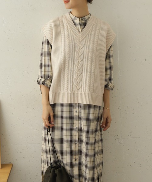 「URBAN RESEARCH DOORS」 Vネックニット ONE アイボリー レディース_画像7