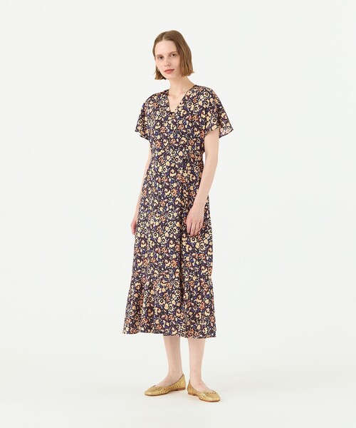 ワンピース フィールドフラワープリント カシュクールワンピースの画像