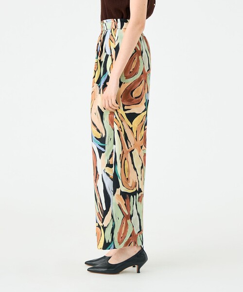 Ballsey パンツ ハンドペイントプリント タックセミワイドパンツ