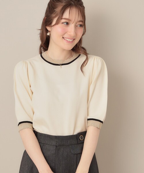 ニット セーター 「5分袖・華奢見え・通勤」配色スカラ5分袖ニット レディース | Couture Brooch | 07