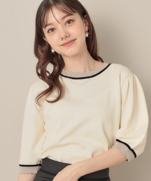 ニット セーター 「5分袖・華奢見え・通勤」配色スカラ5分袖ニット レディース | Couture Brooch | 13
