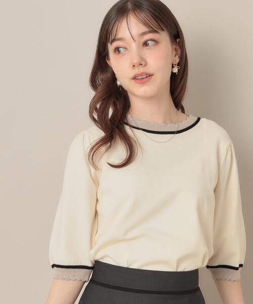 ニット セーター 「5分袖・華奢見え・通勤」配色スカラ5分袖ニット レディース | Couture Brooch | 14