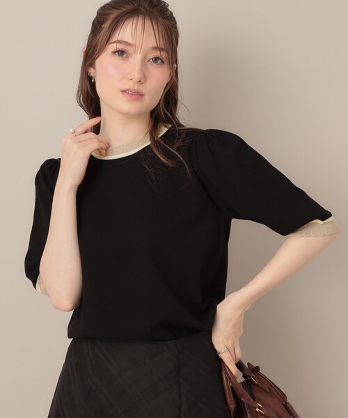 ニット セーター 「5分袖・華奢見え・通勤」配色スカラ5分袖ニット レディース | Couture Brooch | 22