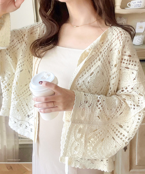 「classicalelf」 ニットカーディガン LARGE アイボリー レディース