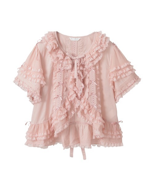 【値下げ】PINK HOUSEレースボレロ PINK HOUSE ブラウス シャツ レース使いボレロ風ブラウス