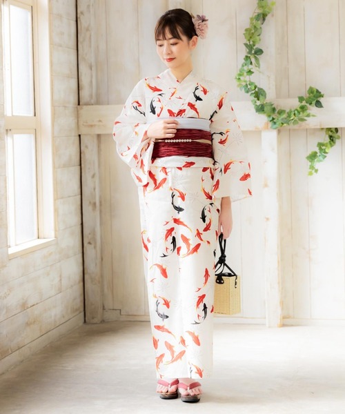 KIMONOMACHI 浴衣 レディース 浴衣2点セット（浴衣＋しわ兵児帯）浴衣