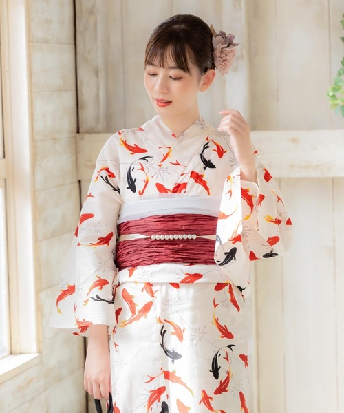 KIMONOMACHI 浴衣 レディース 浴衣2点セット（浴衣＋しわ兵児帯）浴衣