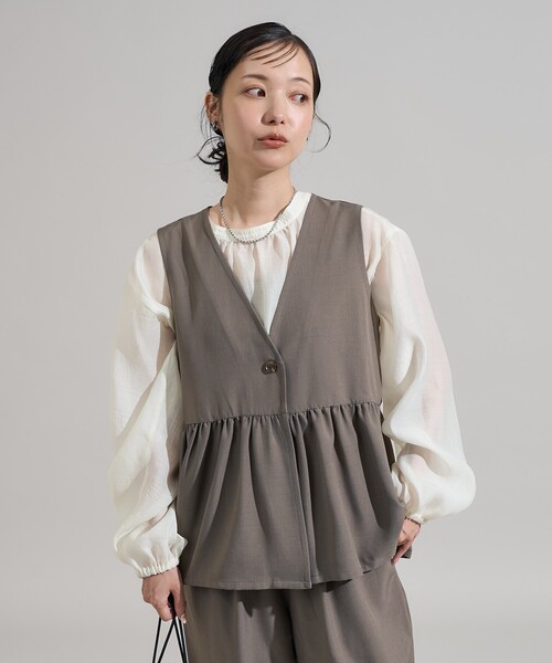 FREAK'S STORE ベスト ジレ ペプラムベスト「セットアップ対応